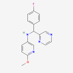 molecular formula C17H15FN4O B6697169 N-[(4-fluorophenyl)-pyrazin-2-ylmethyl]-6-methoxypyridin-3-amine 