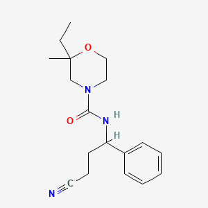 molecular formula C18H25N3O2 B6697197 N-(3-cyano-1-phenylpropyl)-2-ethyl-2-methylmorpholine-4-carboxamide 