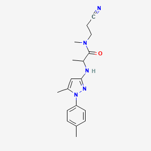 molecular formula C18H23N5O B6697539 N-(2-cyanoethyl)-N-methyl-2-[[5-methyl-1-(4-methylphenyl)pyrazol-3-yl]amino]propanamide 