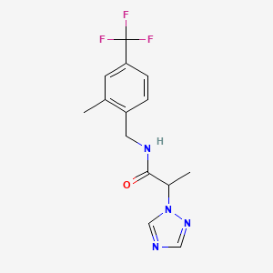 molecular formula C14H15F3N4O B6697543 N-[[2-methyl-4-(trifluoromethyl)phenyl]methyl]-2-(1,2,4-triazol-1-yl)propanamide 