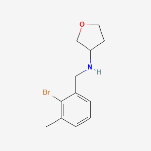 molecular formula C12H16BrNO B6697760 N-[(2-bromo-3-methylphenyl)methyl]oxolan-3-amine 