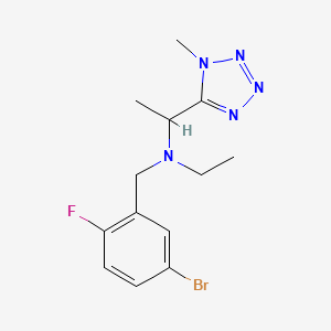 molecular formula C13H17BrFN5 B6697810 N-[(5-bromo-2-fluorophenyl)methyl]-N-ethyl-1-(1-methyltetrazol-5-yl)ethanamine 
