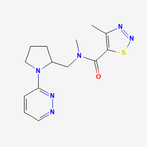 molecular formula C14H18N6OS B6698062 N,4-dimethyl-N-[(1-pyridazin-3-ylpyrrolidin-2-yl)methyl]thiadiazole-5-carboxamide 