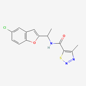 molecular formula C14H12ClN3O2S B6698066 N-[1-(5-chloro-1-benzofuran-2-yl)ethyl]-4-methylthiadiazole-5-carboxamide 