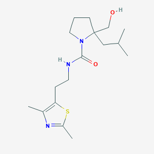 molecular formula C17H29N3O2S B6698250 N-[2-(2,4-dimethyl-1,3-thiazol-5-yl)ethyl]-2-(hydroxymethyl)-2-(2-methylpropyl)pyrrolidine-1-carboxamide 