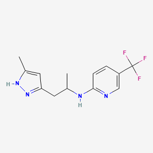 molecular formula C13H15F3N4 B6698390 N-[1-(5-methyl-1H-pyrazol-3-yl)propan-2-yl]-5-(trifluoromethyl)pyridin-2-amine 