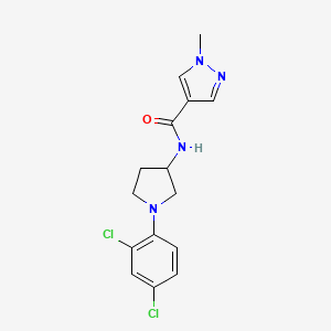 molecular formula C15H16Cl2N4O B6698493 N-[1-(2,4-dichlorophenyl)pyrrolidin-3-yl]-1-methylpyrazole-4-carboxamide 