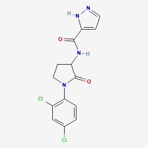 molecular formula C14H12Cl2N4O2 B6698569 N-[1-(2,4-dichlorophenyl)-2-oxopyrrolidin-3-yl]-1H-pyrazole-5-carboxamide 