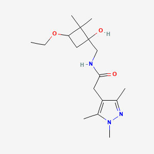 molecular formula C17H29N3O3 B6698629 N-[(3-ethoxy-1-hydroxy-2,2-dimethylcyclobutyl)methyl]-2-(1,3,5-trimethylpyrazol-4-yl)acetamide 