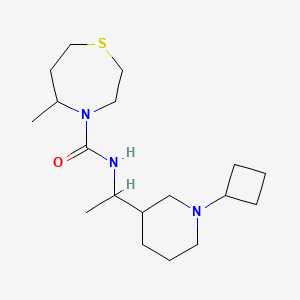 molecular formula C18H33N3OS B6698861 N-[1-(1-cyclobutylpiperidin-3-yl)ethyl]-5-methyl-1,4-thiazepane-4-carboxamide 