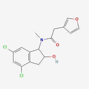 molecular formula C16H15Cl2NO3 B6698937 N-(4,6-dichloro-2-hydroxy-2,3-dihydro-1H-inden-1-yl)-2-(furan-3-yl)-N-methylacetamide 