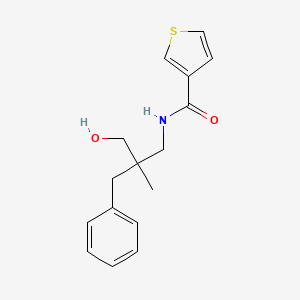 molecular formula C16H19NO2S B6699058 N-(2-benzyl-3-hydroxy-2-methylpropyl)thiophene-3-carboxamide 