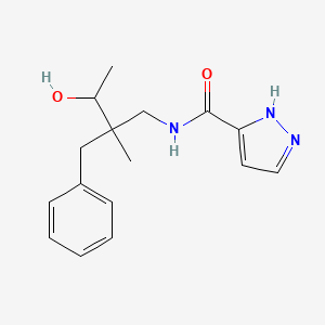 molecular formula C16H21N3O2 B6699106 N-(2-benzyl-3-hydroxy-2-methylbutyl)-1H-pyrazole-5-carboxamide 