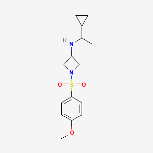 molecular formula C15H22N2O3S B6699180 N-(1-cyclopropylethyl)-1-(4-methoxyphenyl)sulfonylazetidin-3-amine 