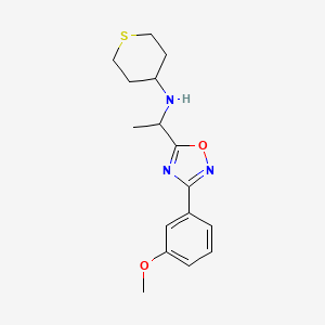 molecular formula C16H21N3O2S B6699206 N-[1-[3-(3-methoxyphenyl)-1,2,4-oxadiazol-5-yl]ethyl]thian-4-amine 