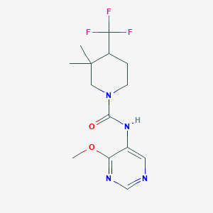 molecular formula C14H19F3N4O2 B6699283 N-(4-methoxypyrimidin-5-yl)-3,3-dimethyl-4-(trifluoromethyl)piperidine-1-carboxamide 