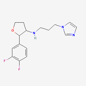 molecular formula C16H19F2N3O B6699474 2-(3,4-difluorophenyl)-N-(3-imidazol-1-ylpropyl)oxolan-3-amine 