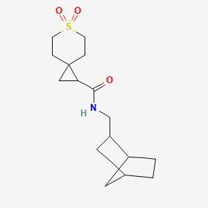 molecular formula C16H25NO3S B6699505 N-(2-bicyclo[2.2.1]heptanylmethyl)-6,6-dioxo-6lambda6-thiaspiro[2.5]octane-2-carboxamide 