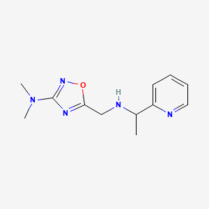 molecular formula C12H17N5O B6699546 N,N-dimethyl-5-[(1-pyridin-2-ylethylamino)methyl]-1,2,4-oxadiazol-3-amine 