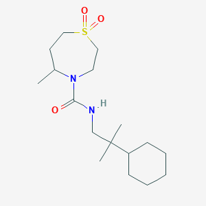 molecular formula C17H32N2O3S B6699578 N-(2-cyclohexyl-2-methylpropyl)-5-methyl-1,1-dioxo-1,4-thiazepane-4-carboxamide 