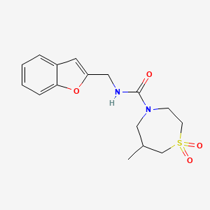 molecular formula C16H20N2O4S B6699649 N-(1-benzofuran-2-ylmethyl)-6-methyl-1,1-dioxo-1,4-thiazepane-4-carboxamide 