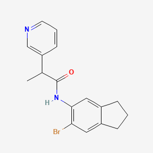 molecular formula C17H17BrN2O B6699918 N-(6-bromo-2,3-dihydro-1H-inden-5-yl)-2-pyridin-3-ylpropanamide 