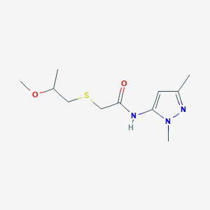 molecular formula C11H19N3O2S B6700127 N-(2,5-dimethylpyrazol-3-yl)-2-(2-methoxypropylsulfanyl)acetamide 