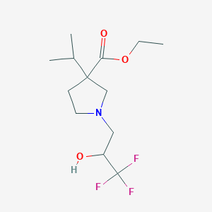molecular formula C13H22F3NO3 B6700246 Ethyl 3-propan-2-yl-1-(3,3,3-trifluoro-2-hydroxypropyl)pyrrolidine-3-carboxylate 