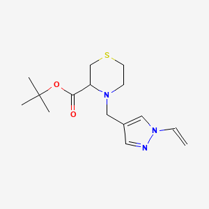 molecular formula C15H23N3O2S B6700422 Tert-butyl 4-[(1-ethenylpyrazol-4-yl)methyl]thiomorpholine-3-carboxylate 