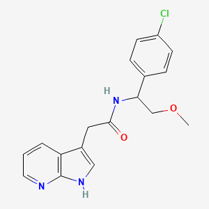 molecular formula C18H18ClN3O2 B6700601 N-[1-(4-chlorophenyl)-2-methoxyethyl]-2-(1H-pyrrolo[2,3-b]pyridin-3-yl)acetamide 