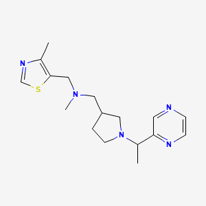 molecular formula C17H25N5S B6700839 N-methyl-N-[(4-methyl-1,3-thiazol-5-yl)methyl]-1-[1-(1-pyrazin-2-ylethyl)pyrrolidin-3-yl]methanamine 