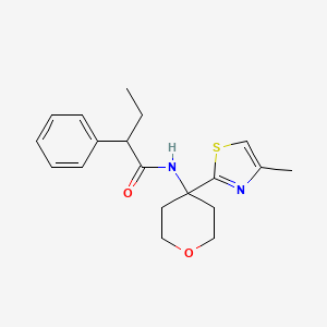 molecular formula C19H24N2O2S B6700892 N-[4-(4-methyl-1,3-thiazol-2-yl)oxan-4-yl]-2-phenylbutanamide 