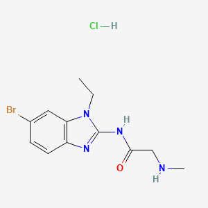 molecular formula C12H16BrClN4O B6701185 N-(6-bromo-1-ethylbenzimidazol-2-yl)-2-(methylamino)acetamide;hydrochloride 