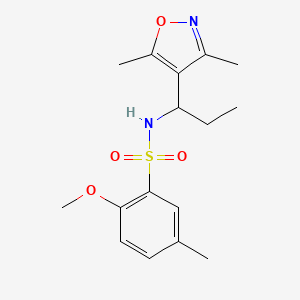 molecular formula C16H22N2O4S B6701365 N-[1-(3,5-dimethyl-1,2-oxazol-4-yl)propyl]-2-methoxy-5-methylbenzenesulfonamide 