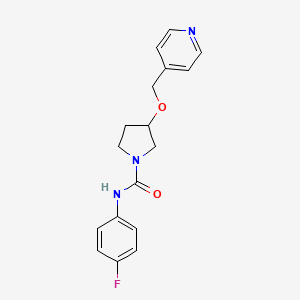 molecular formula C17H18FN3O2 B6701394 N-(4-fluorophenyl)-3-(pyridin-4-ylmethoxy)pyrrolidine-1-carboxamide 