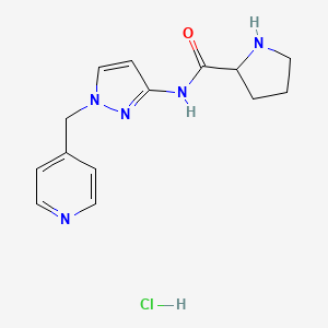 molecular formula C14H18ClN5O B6701461 N-[1-(pyridin-4-ylmethyl)pyrazol-3-yl]pyrrolidine-2-carboxamide;hydrochloride 