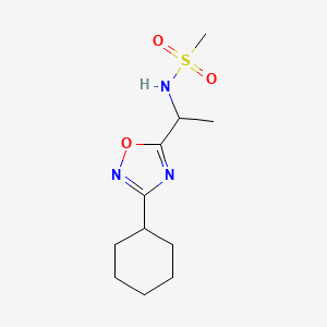 molecular formula C11H19N3O3S B6701514 N-[1-(3-cyclohexyl-1,2,4-oxadiazol-5-yl)ethyl]methanesulfonamide 