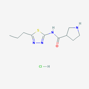 molecular formula C10H17ClN4OS B6701538 N-(5-propyl-1,3,4-thiadiazol-2-yl)pyrrolidine-3-carboxamide;hydrochloride 