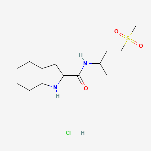 molecular formula C14H27ClN2O3S B6701555 N-(4-methylsulfonylbutan-2-yl)-2,3,3a,4,5,6,7,7a-octahydro-1H-indole-2-carboxamide;hydrochloride 