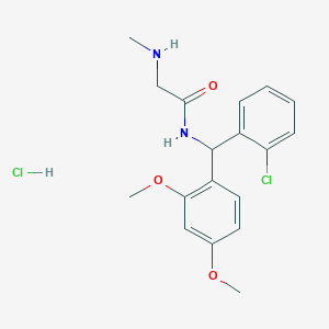 molecular formula C18H22Cl2N2O3 B6701597 N-[(2-chlorophenyl)-(2,4-dimethoxyphenyl)methyl]-2-(methylamino)acetamide;hydrochloride 
