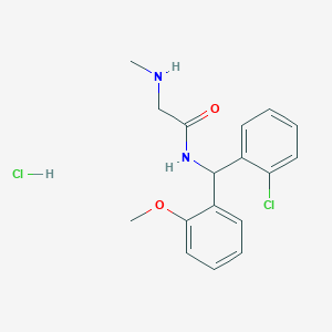 molecular formula C17H20Cl2N2O2 B6701604 N-[(2-chlorophenyl)-(2-methoxyphenyl)methyl]-2-(methylamino)acetamide;hydrochloride 