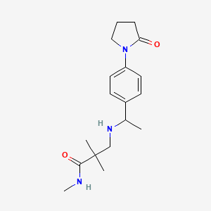 molecular formula C18H27N3O2 B6701685 N,2,2-trimethyl-3-[1-[4-(2-oxopyrrolidin-1-yl)phenyl]ethylamino]propanamide 