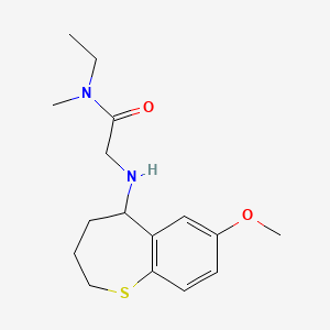 molecular formula C16H24N2O2S B6701841 N-ethyl-2-[(7-methoxy-2,3,4,5-tetrahydro-1-benzothiepin-5-yl)amino]-N-methylacetamide 