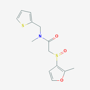 molecular formula C13H15NO3S2 B6702045 N-methyl-2-(2-methylfuran-3-yl)sulfinyl-N-(thiophen-2-ylmethyl)acetamide 