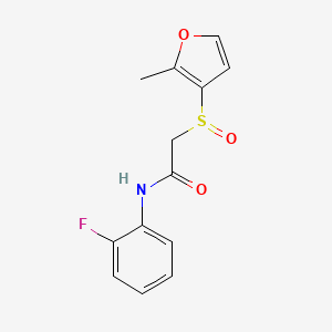 molecular formula C13H12FNO3S B6702055 N-(2-fluorophenyl)-2-(2-methylfuran-3-yl)sulfinylacetamide 