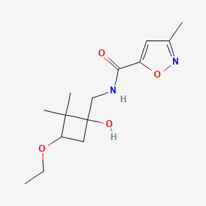 molecular formula C14H22N2O4 B6702130 N-[(3-ethoxy-1-hydroxy-2,2-dimethylcyclobutyl)methyl]-3-methyl-1,2-oxazole-5-carboxamide 