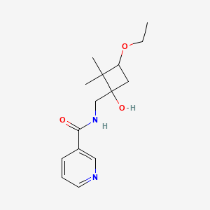 molecular formula C15H22N2O3 B6702140 N-[(3-ethoxy-1-hydroxy-2,2-dimethylcyclobutyl)methyl]pyridine-3-carboxamide 