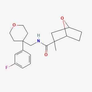 molecular formula C20H26FNO3 B6702245 N-[[4-(3-fluorophenyl)oxan-4-yl]methyl]-2-methyl-7-oxabicyclo[2.2.1]heptane-2-carboxamide 