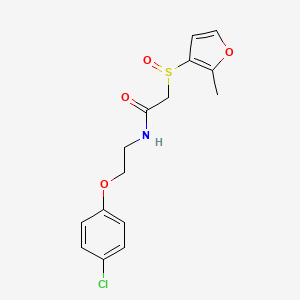 molecular formula C15H16ClNO4S B6702548 N-[2-(4-chlorophenoxy)ethyl]-2-(2-methylfuran-3-yl)sulfinylacetamide 
