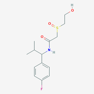 molecular formula C14H20FNO3S B6702554 N-[1-(4-fluorophenyl)-2-methylpropyl]-2-(2-hydroxyethylsulfinyl)acetamide 